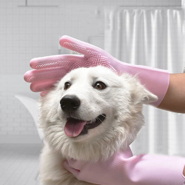 Pet cleaning supplies silicone hair removal gloves bathing gloves durable wear-resistant waterproof rubber gloves