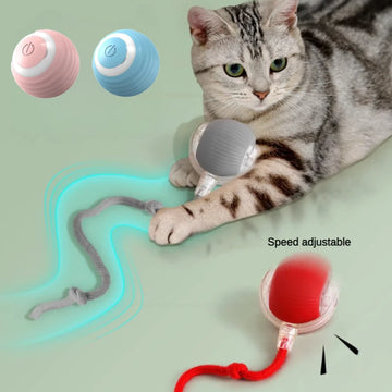 New Electric Cat Ball Toys Automatic Rolling Ball With Teaser Bird Cat Toys Pet Interactive Smart  Sensor Rechargeable Cat Toys