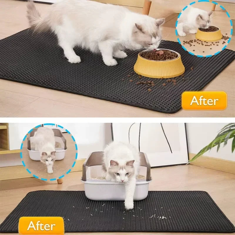 Large Cat Litter Mat Waterproof Double Layer Litter Trapping Clean Pad for Cat Litter Box Durable and Easy to Clean