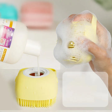 Hot Silicone Pet Bath Brush for Puppy Dogs, 2 in 1 Pet Bath Brush Soft Silicone Pet Massage Shampoo Dispenser